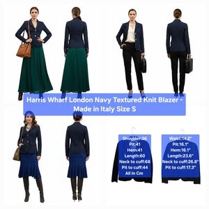 Harris Wharf London Navy Textured Knit Blazer Made in Italy Size S